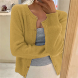 Elke | Damen Strickjacke mit Rundhalsausschnitt und langen Ärmeln