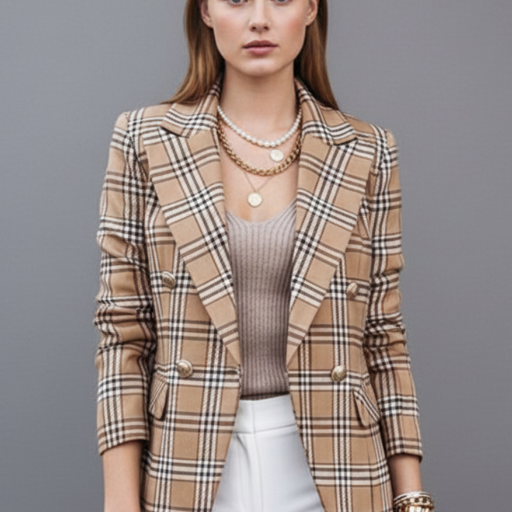 Damen Blazer mit Revers und strukturierten Oberfläche