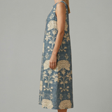 Damen-Midi-Kleid mit ärmellosem Design und Leinenmischung