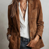 Emilia | Damen Cardigan Blazer Kunstwildleder Taillierte Passform Knopfleiste