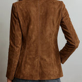 Emilia | Damen Cardigan Blazer Kunstwildleder Taillierte Passform Knopfleiste