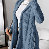 Annika | Damen Flauschiger Kapuzen-Cardigan Oversized Geknöpft