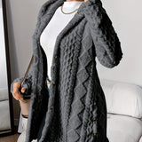 Annika | Damen Flauschiger Kapuzen-Cardigan Oversized Geknöpft