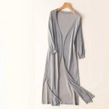Luisa | Damen Leichter Langer V-Ausschnitt Strick Cardigan