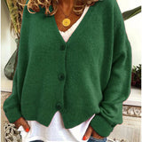 Frieda | Damen Leichter V-Ausschnitt Geknöpfter Oversized Cardigan