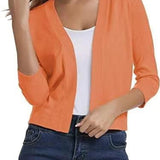 Katharina | Damen Offener Kurzjacken-Cardigan mit 3/4-Ärmeln