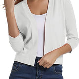 Katharina | Damen Offener Kurzjacken-Cardigan mit 3/4-Ärmeln