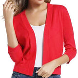Katharina | Damen Offener Kurzjacken-Cardigan mit 3/4-Ärmeln