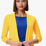 Katharina | Damen Offener Kurzjacken-Cardigan mit 3/4-Ärmeln