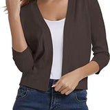 Katharina | Damen Offener Kurzjacken-Cardigan mit 3/4-Ärmeln