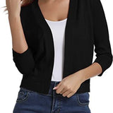 Katharina | Damen Offener Kurzjacken-Cardigan mit 3/4-Ärmeln