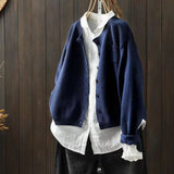 Luisa | Damen Oversize Strick-Cardigan mit Knopfleiste und Taschen