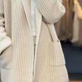 Elisabeth | Damen Oversize Strick-Cardigan mit V-Ausschnitt und Taschen