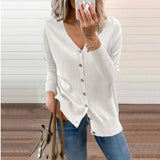 Amelie | Damen V-Ausschnitt Strickjacke Langarm Cardigan mit Knöpfen