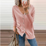 Amelie | Damen V-Ausschnitt Strickjacke Langarm Cardigan mit Knöpfen