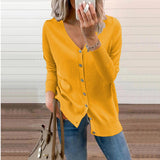 Amelie | Damen V-Ausschnitt Strickjacke Langarm Cardigan mit Knöpfen