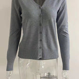 Amelie | Damen V-Ausschnitt Strickjacke Langarm Cardigan mit Knöpfen