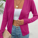 Marlene | Strickjacke Damen V-Ausschnitt Knopfleiste Langarm Cardigan