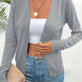 Marlene | Strickjacke Damen V-Ausschnitt Knopfleiste Langarm Cardigan